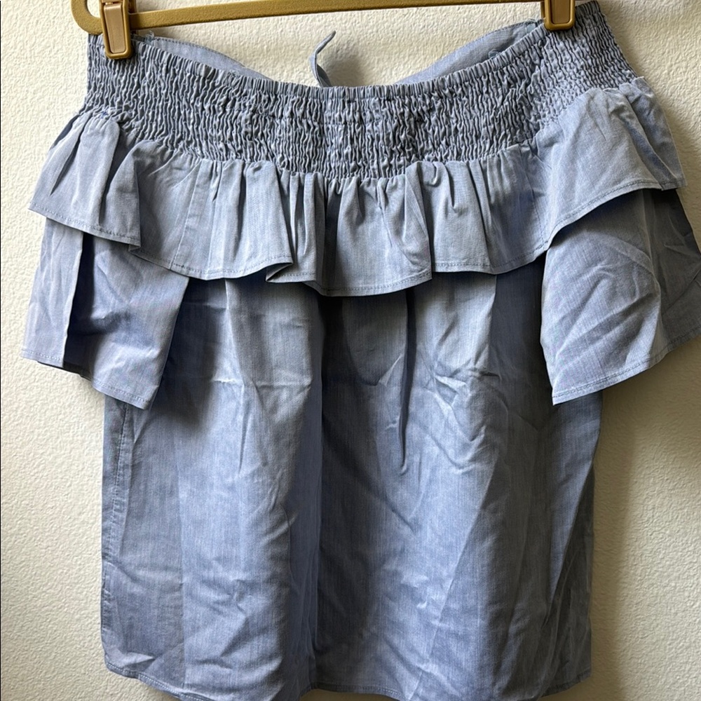 Doe & Rae Blue Off-Shoulder Blouse - Picture 8 of 9